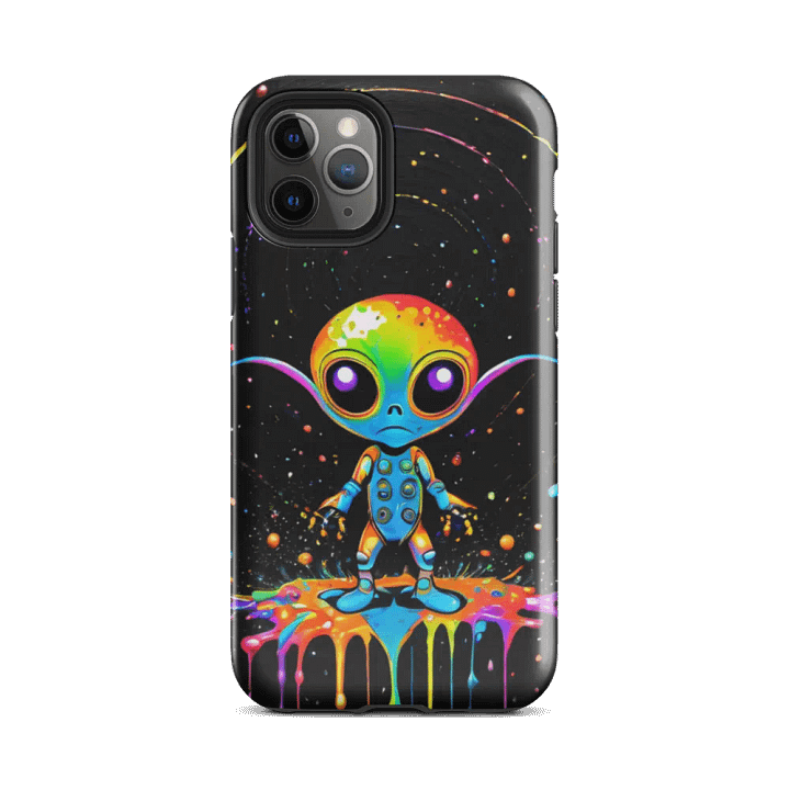 Tough Phone Case for iPhone® - Colorful Paint Splash Alien Dude product image (2)