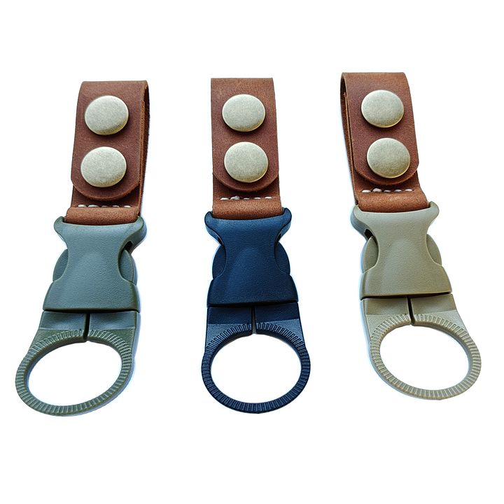 MEEBOY 3 Pcs handmade leather water bottle carabiner, water bottle holder for Outdoor Camping Hiking Traveling product image (1)