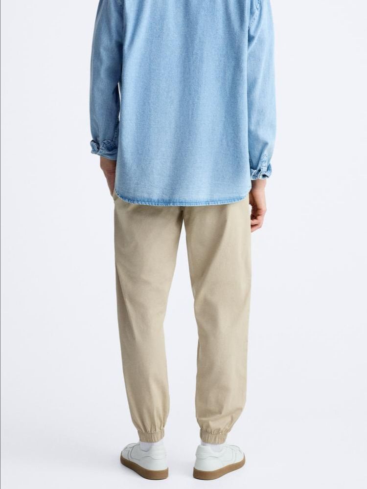 POPLIN JOGGER WAIST TROUSERS product image (7)