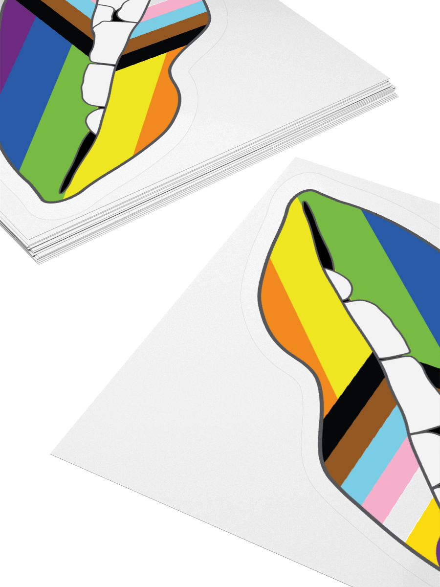 Progress Pride Flag Biting Lips Sticker product image (12)