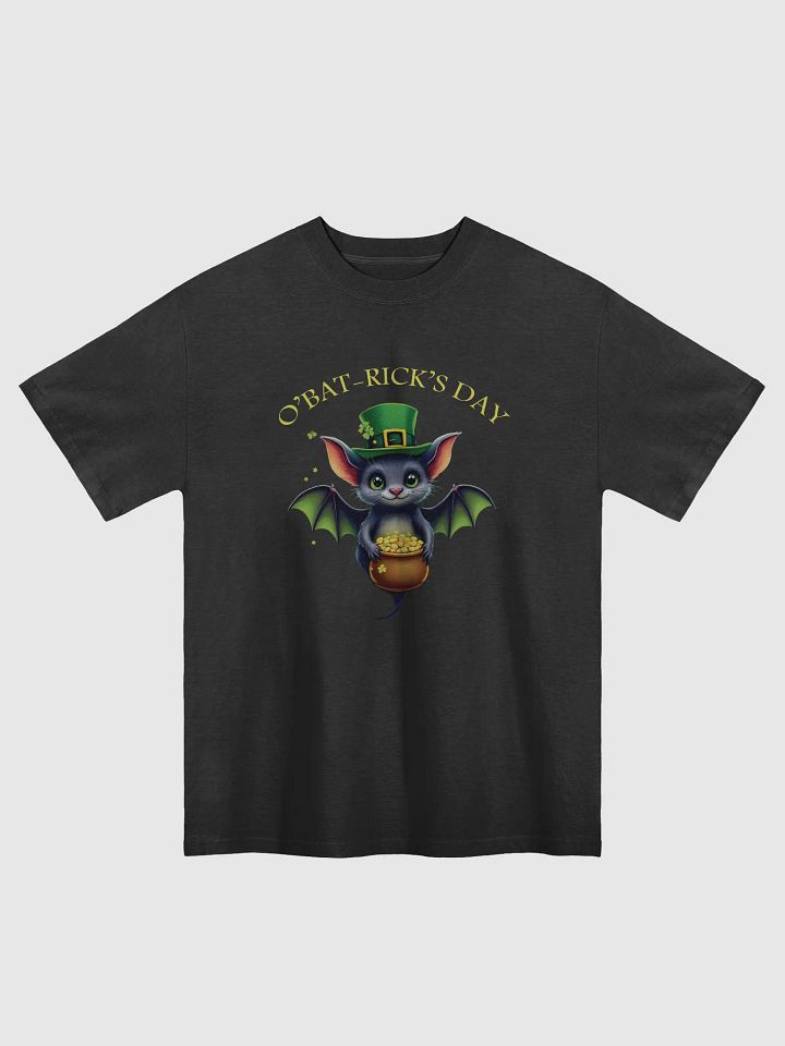 Cute St. Patrick’s Day Bat Oversized Faded T-Shirt – O’Bat-Rick’s Day Funny Irish Design product image (1)