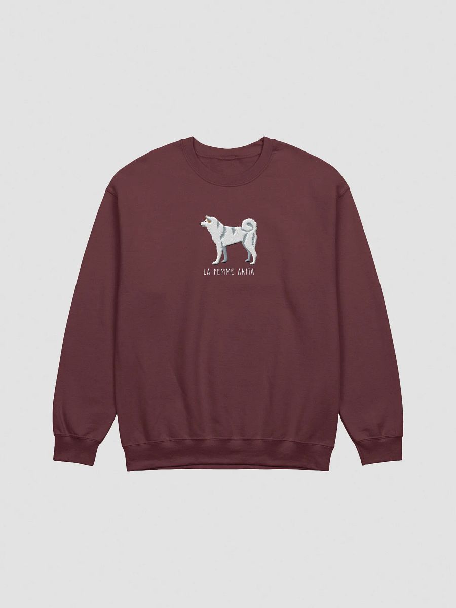 La Femme Akita Sweatshirt (Embroidered) of a Japanese Akita Inu(White) product image (7)