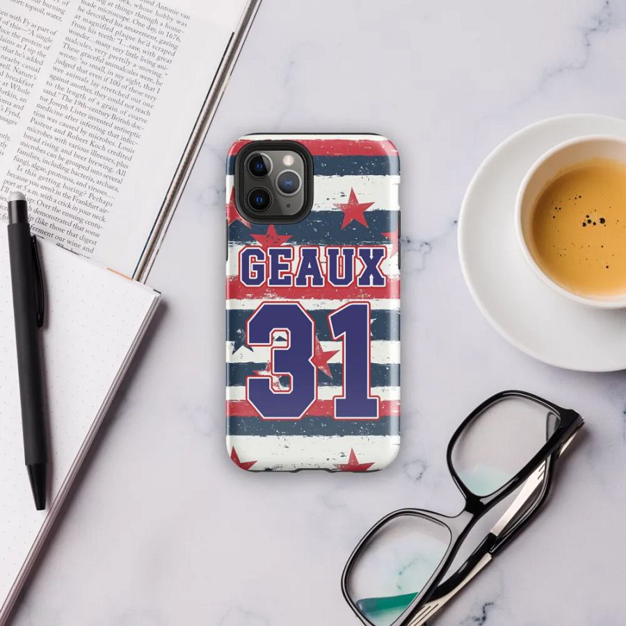 Geaux 31 - Vintage Stars & Stripes Pattern iPhone Layered Case product image (31)