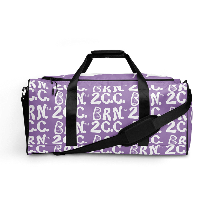 BOURNE to Cape Cod™ | Duffle Bag | BRN.2C.C.™ | Coastal Gym & Travel Gear | 22" All-Over Print Weekender | White Logos on East Side Lavender product image (1)