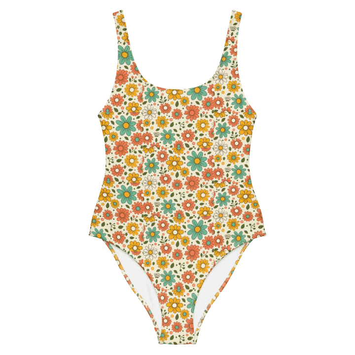 Retro Bloom One-Piece Swimsuit – Groovy Florals & Flattering Fit product image (2)