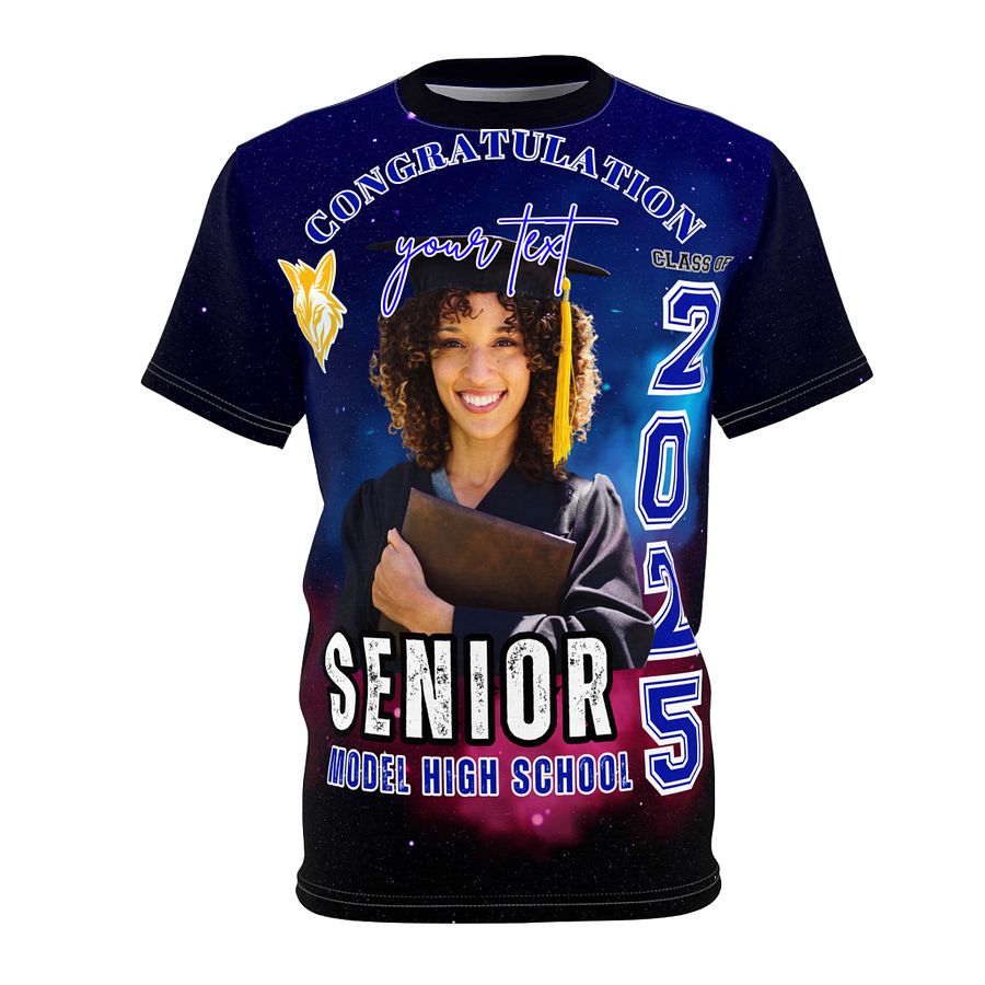 Graduation Shirt Template 2025 | Editable Senior Sublimation Design | All Over High School Graduate Tee PNG | Digital Download product image (5)