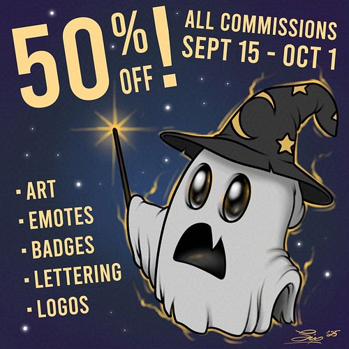 Commission sale is still going until October 1st. I don't do these often, this is my way of giving back before spooky season ...
