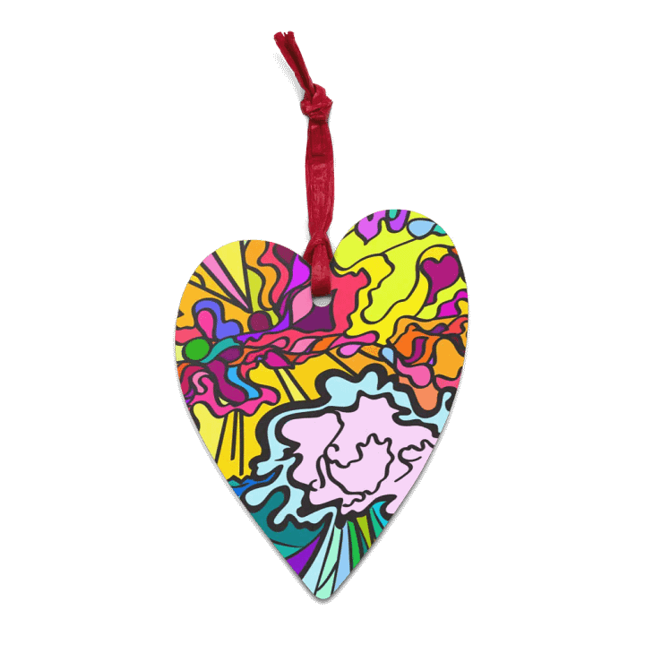 Swirling Splendor Wooden Ornament – Wave at Sunset product image (1)