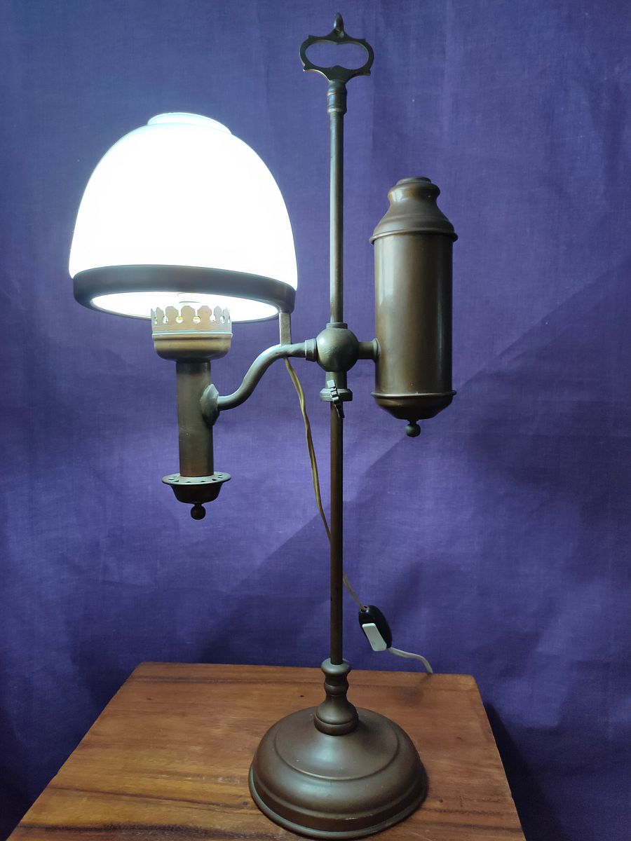 Candeeiro de mesa, candeeiro de óleo de baleia, antigo, século XIX, peça de iluminação, mesa de entrada estreita product image (7)