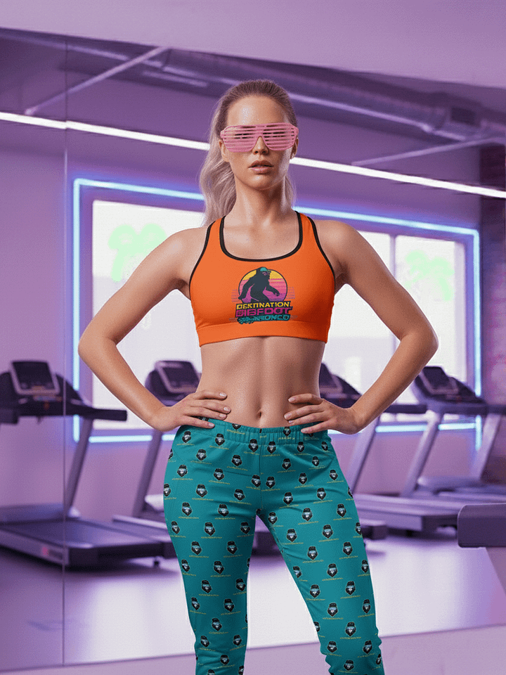 Synthsquatch Fitness Bigfoot Monogram Logo All-Over Print Women's Joggers (Neon Orange) product image (1)