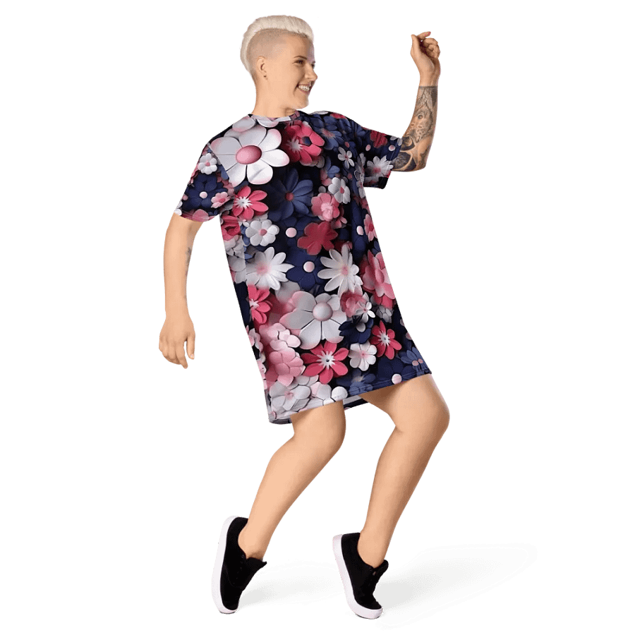 3D-Ditsy-Flowers-Seamless-Patterns T-shirt Dress - V8 product image (5)