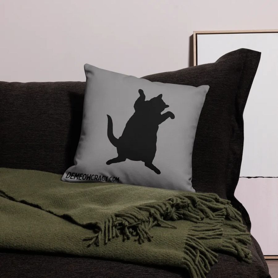 Dancing DeMeowcracy Kitties Reversible Pillow Cover - Cement Grey product image (8)