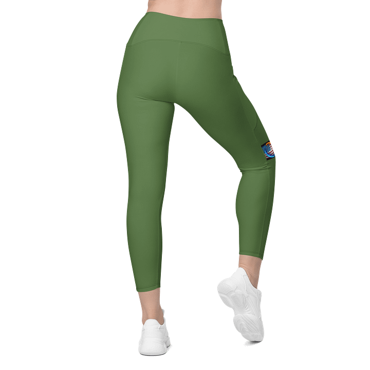 Leggings w pockets fern green small logo product image (2)