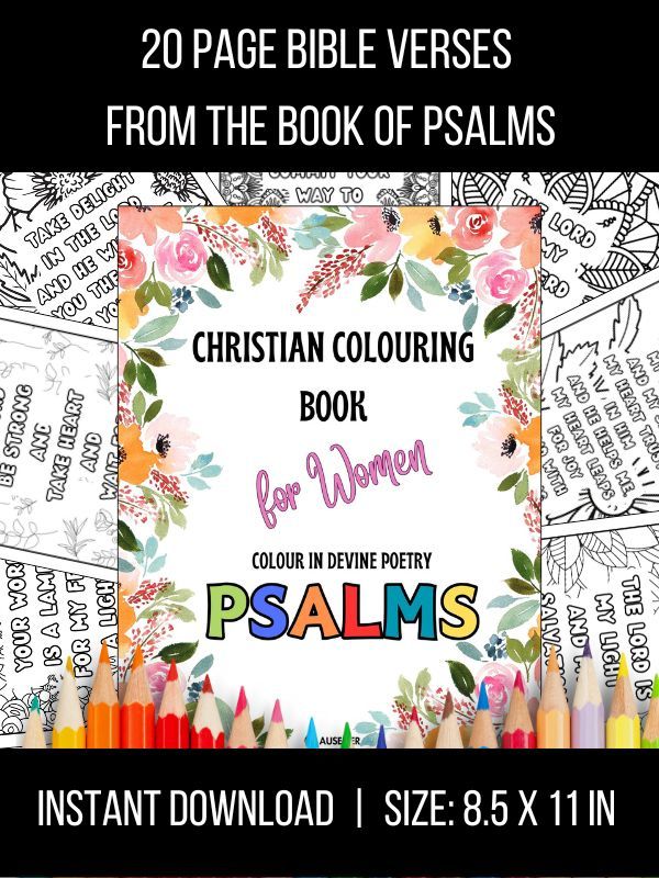 Printable Christian Colouring Book For Women - Colour In Devine Poetry: PSALMS product image (1)