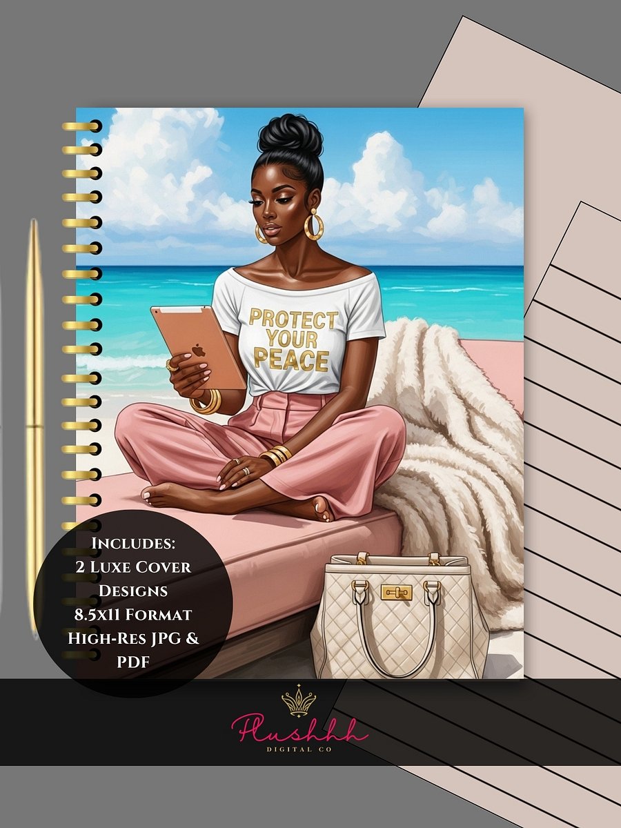 Protect Your Peace Luxe Journal Covers – 8.5x11 JPG & PDF – Lined & Unlined Pages – Commercial Use product image (1)