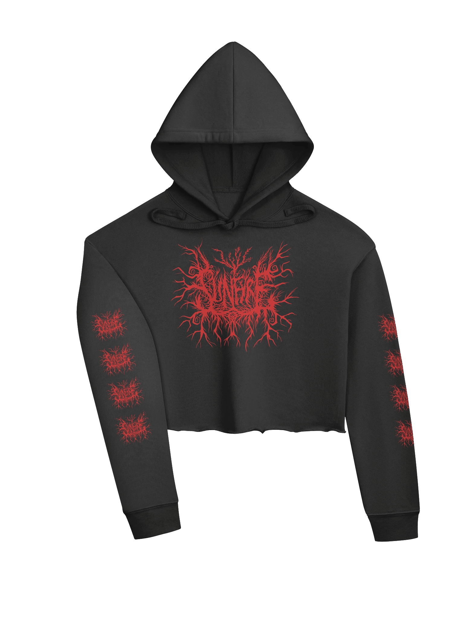 Sunfyre Red Metal Logo Crop Hoodie product image (3)