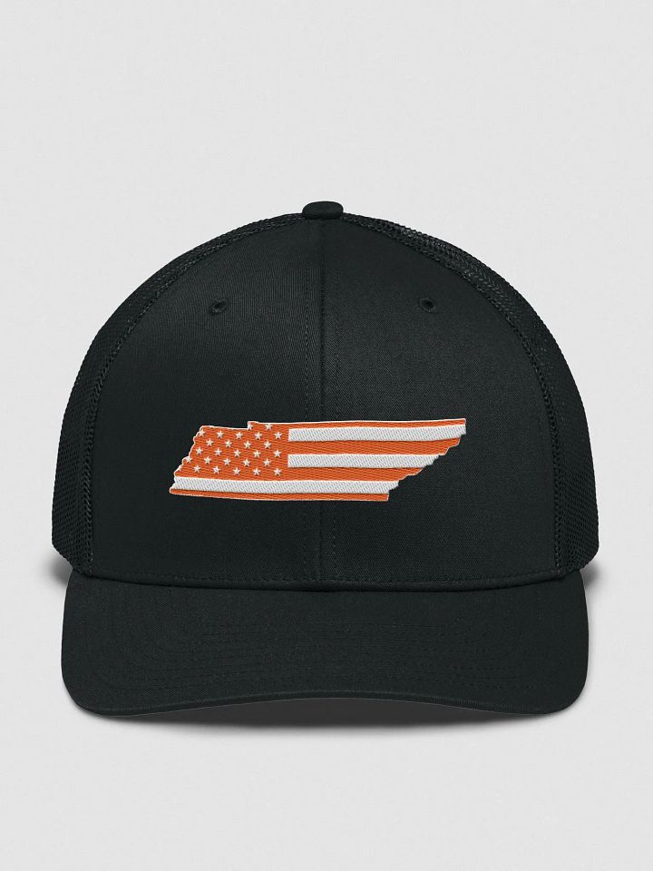 Orange American Flag Tennessee State Trucker Hat product image (1)