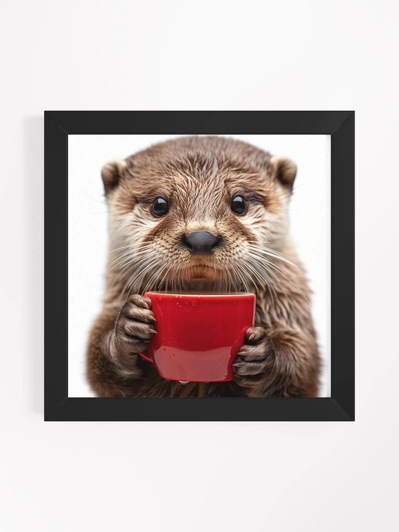 Coffee Lover Cute Otter Framed Wall Art product image (1)