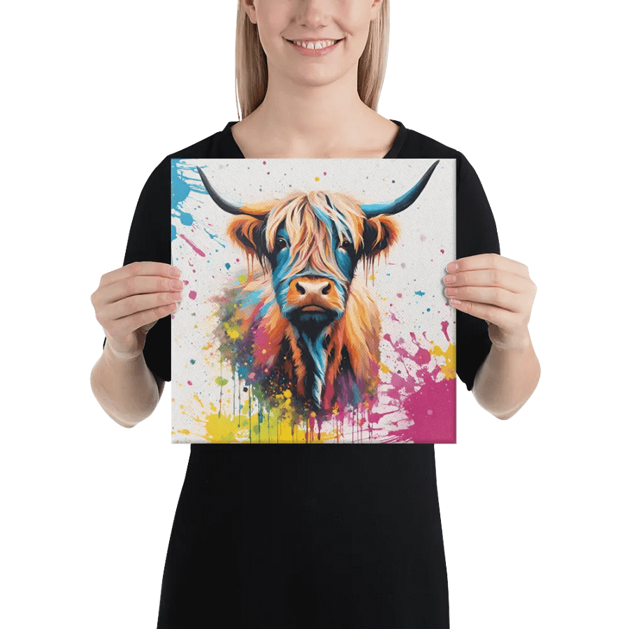 Multi Coloured Paint Splash Highland Cow Wall Art product image (3)