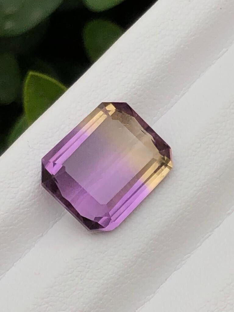 BI-COLOR AMETRINE GEMSTONE FOR PENDANT YELLOW/PURPLE COLOR EMERALD CUT, 6.65 CRT product image (5)