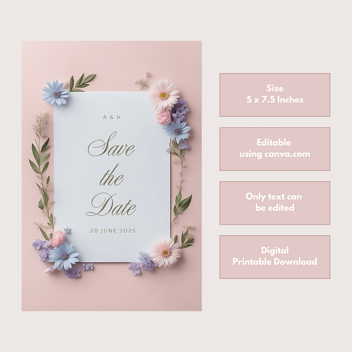 Stylish Save The Date Card - Dizynai (DSD-03) product image (2)