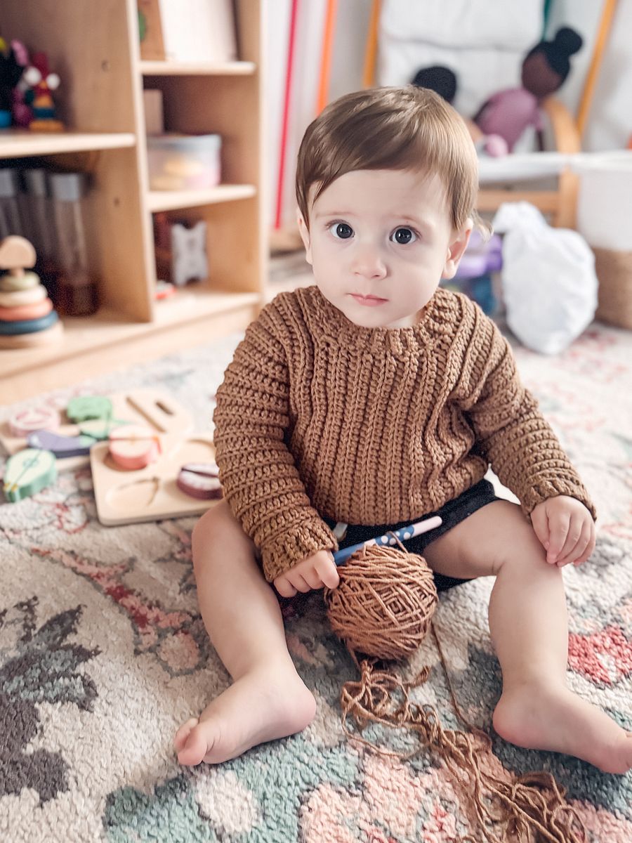 Easy Cuff to Cuff Crochet Child Sweater Pattern - Made in One Piece! product image (7)