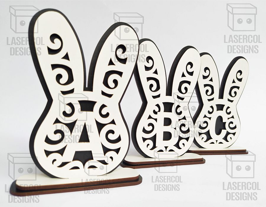 Easter Bunny Monogram Set 3 (3 Sizes) - Laser Cut Files product image (8)