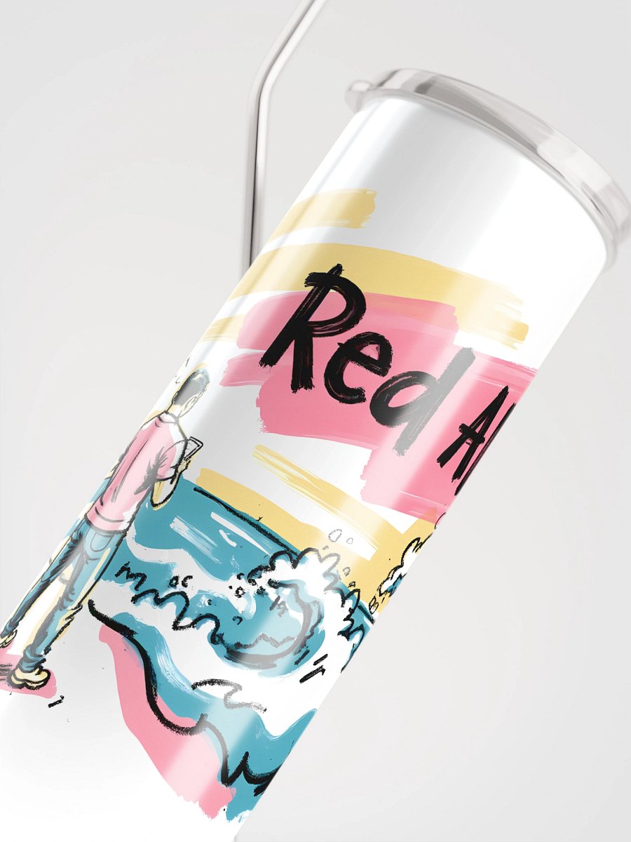 Red Alert Beach Art Print – Sunset Danger Warning Steel Tumbler product image (8)