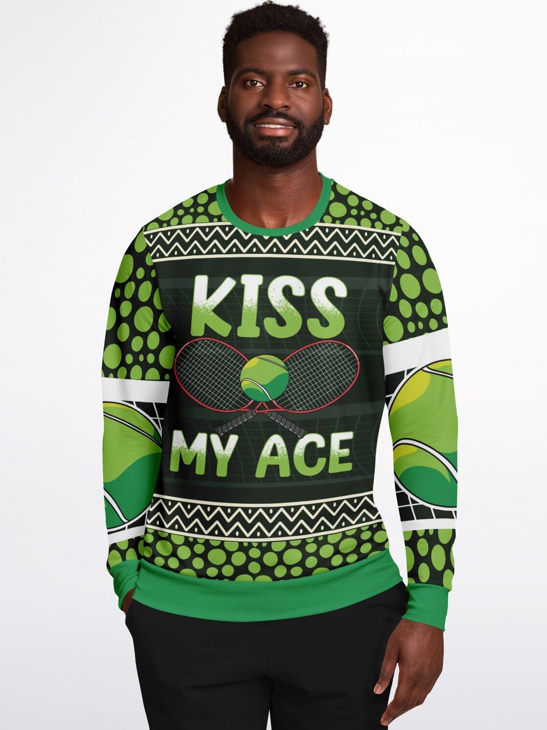 "Kiss My Ace" Tennis Christmas Sweater | Funny Sports Holiday Sweatshirt | Tennis Player Gift | Athletic Winter Outfit product image (5)