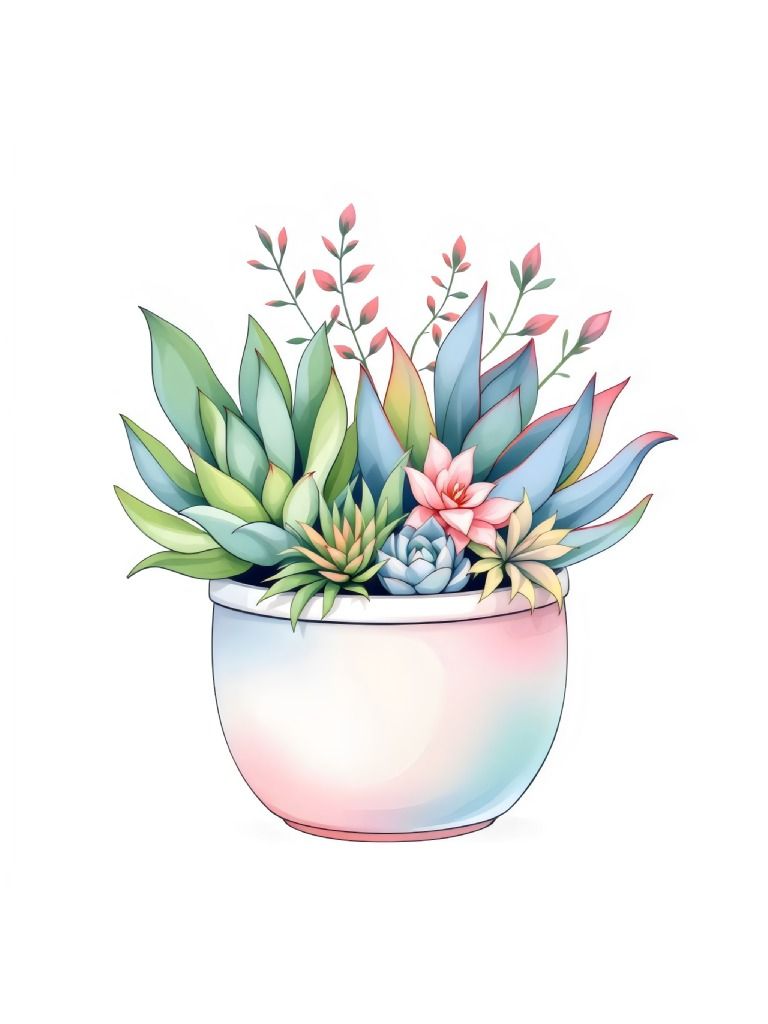 21 Elegant Cute Pastel Potted Succulent Clipart, Delicate Succulent Graphics, Nature-Inspired Clipart, Soft Pastel Clipart Set product image (4)