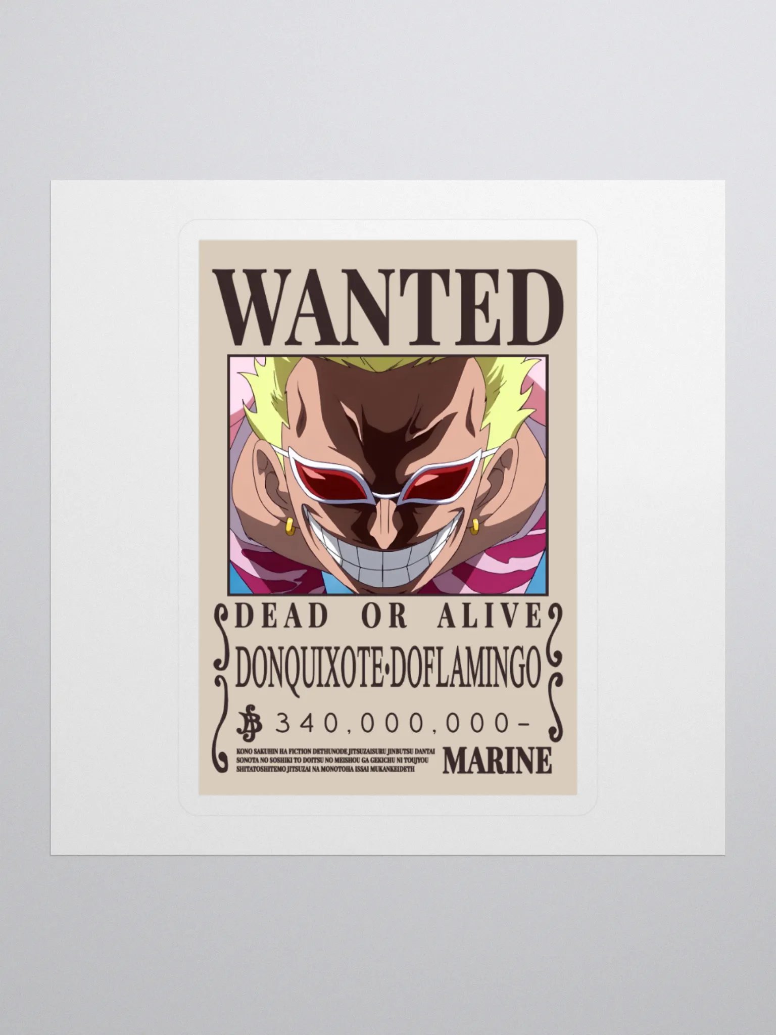 One Piece Doflamingo's Wanted Poster Sticker product image (1)