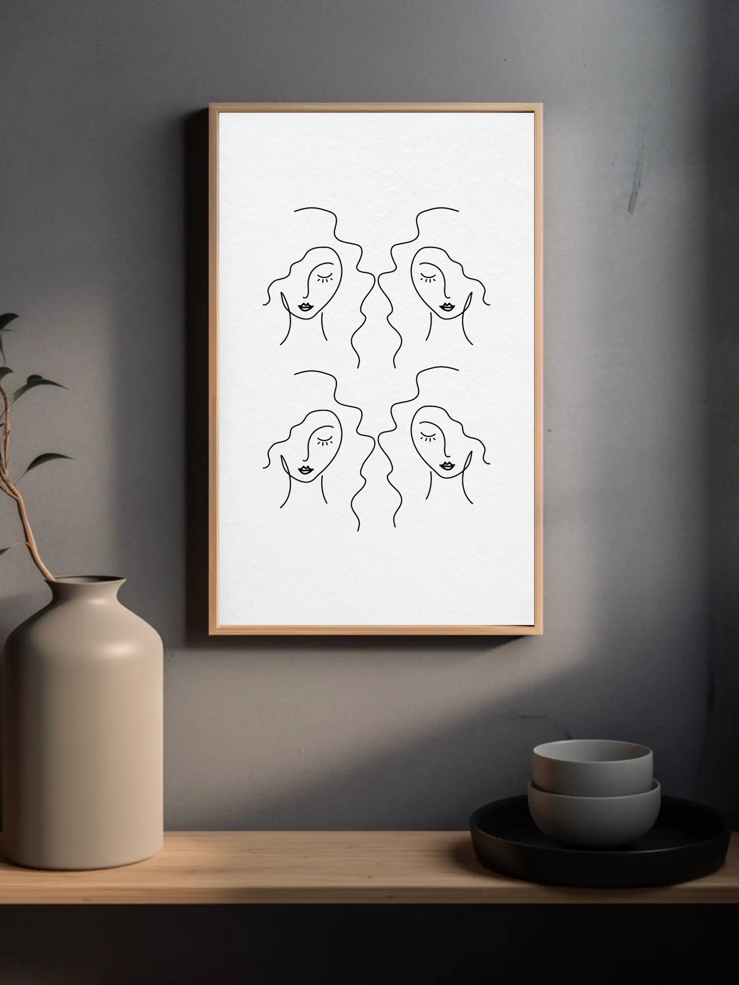 Beautiful Minimalist Portrait Poster Modern Woman Line Art Face Wall Art - Stylish Beauty Illustration - Elegant Home Decor Feminine Design product image (3)