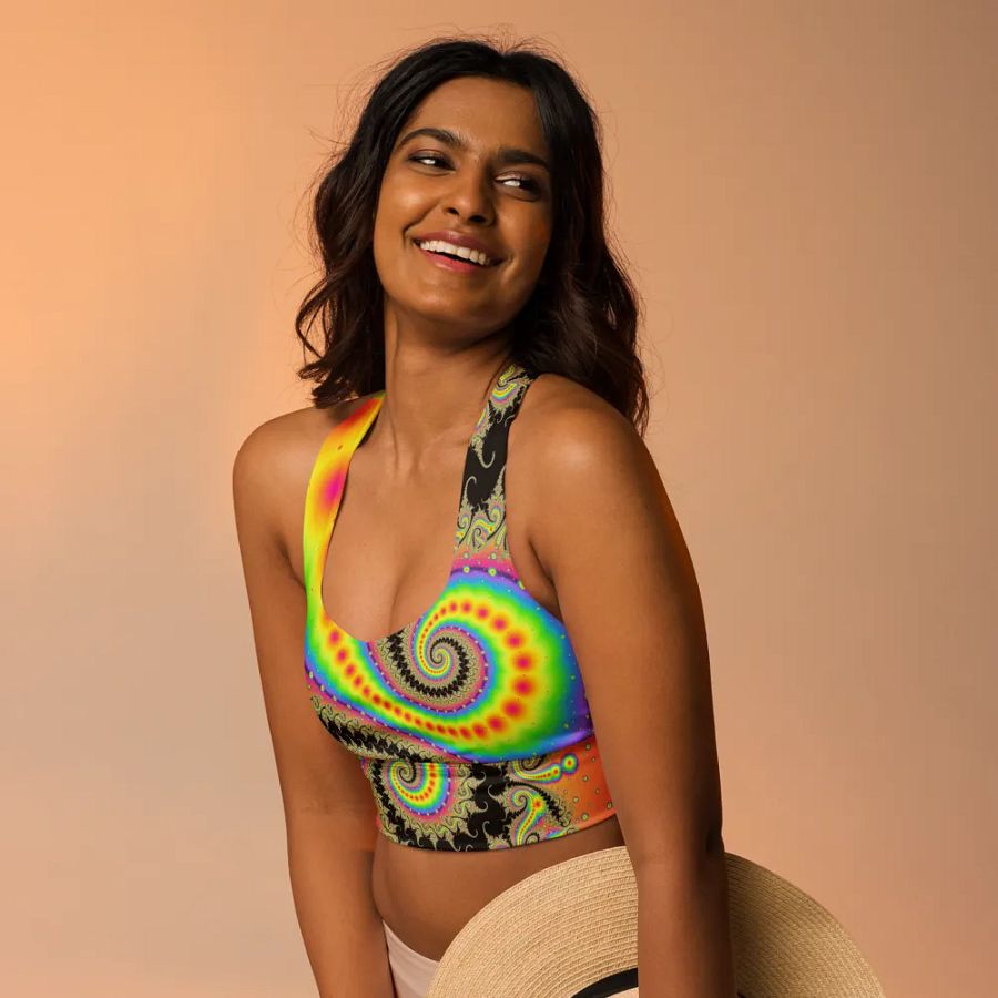 Fractal Longline Sports Bra - Pink Lemonade and Candy Twists product image (3)