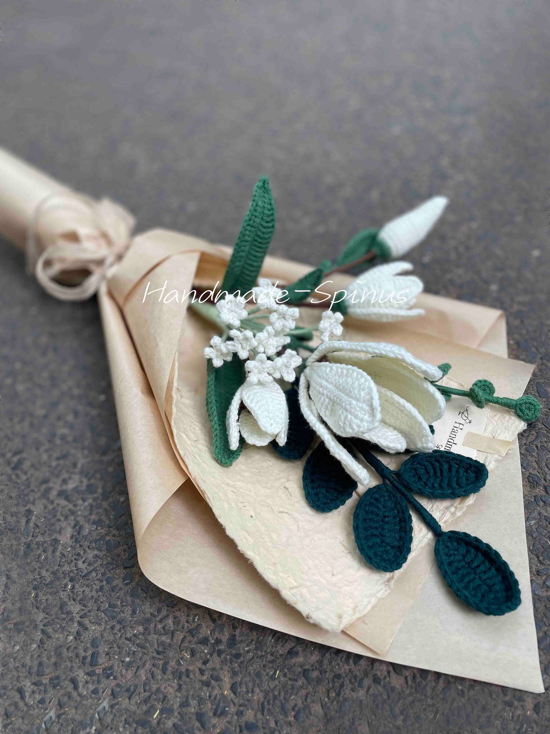 White Magnolia Crochet Knit Bouquet product image (5)