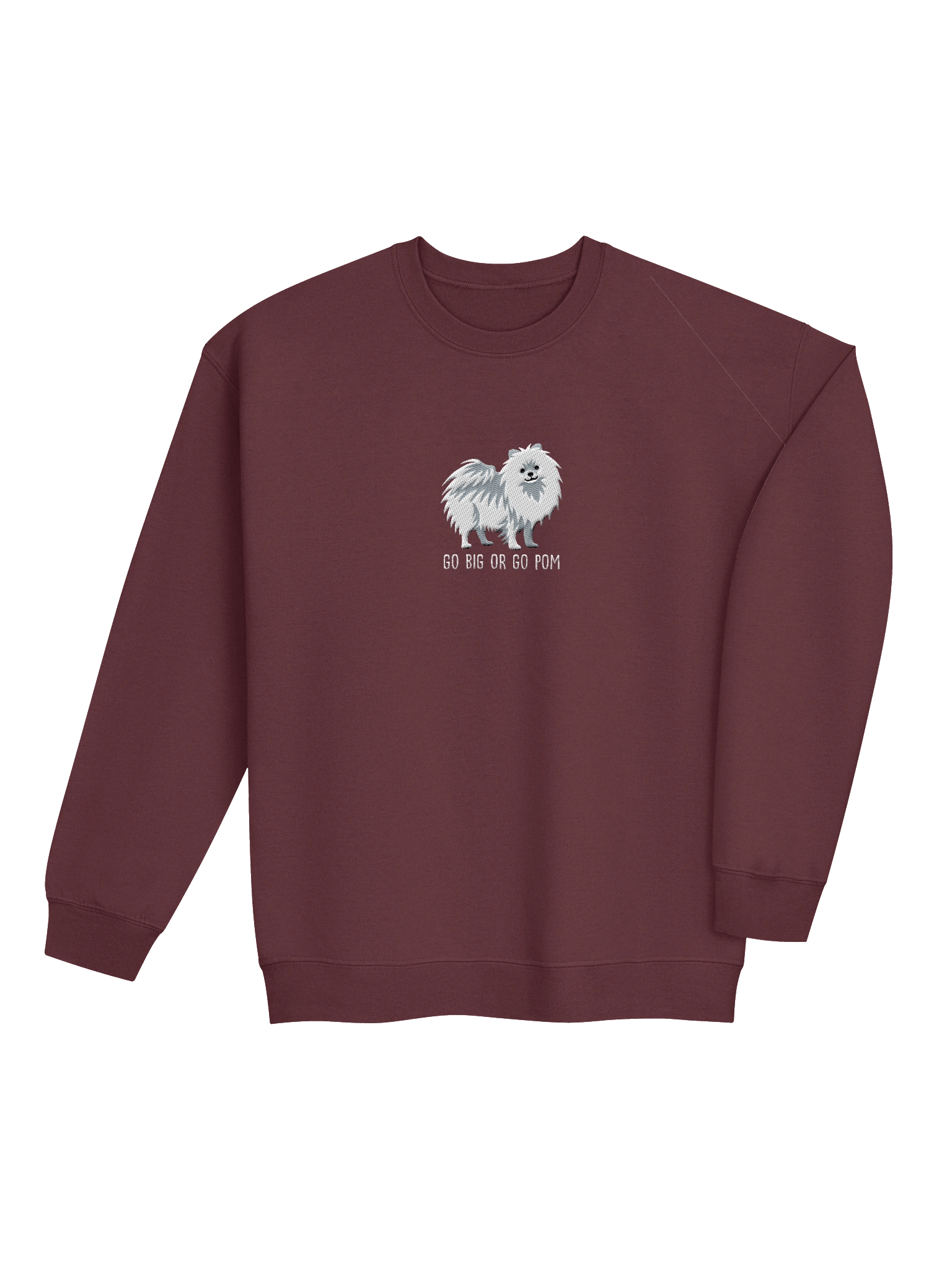 Go Big or Go Pom Sweatshirt (Embroidered) of a Pomeranian(White) product image (8)