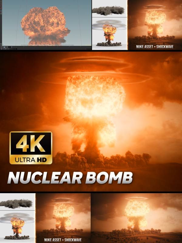 Nuclear Bomb Atomic Bomb Asset And After Effects Compositing Project Files + Free Shockwave Asset And Houdini Project File