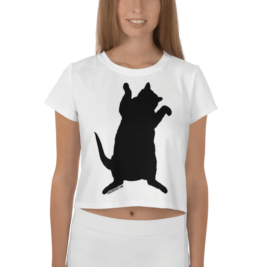 Dancing for Demeowcracy Black Cat Silhouette Crop Tee product image (2)