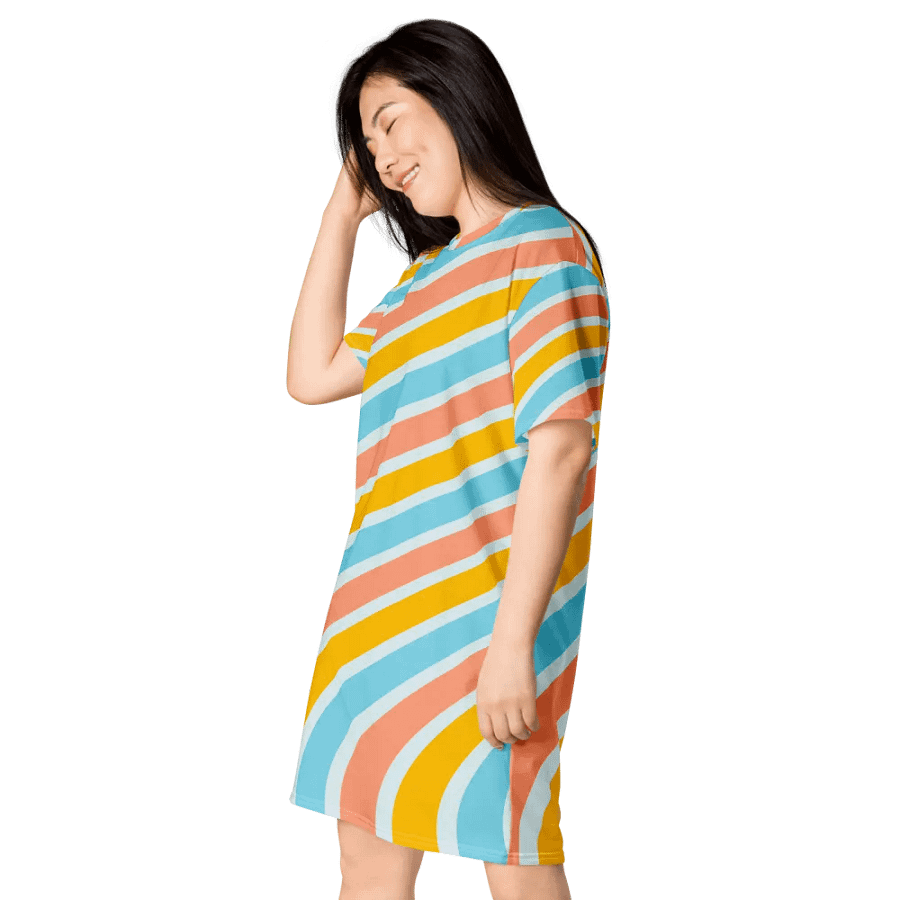 Cheerful Sorbet Stripes All-Over Print T-Shirt Dress product image (4)