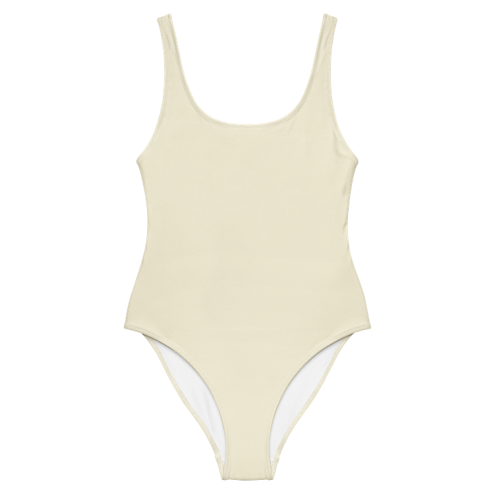 Off White Beige Solid Color Retro Inspired Women's One Piece Swimsuit product image (1)