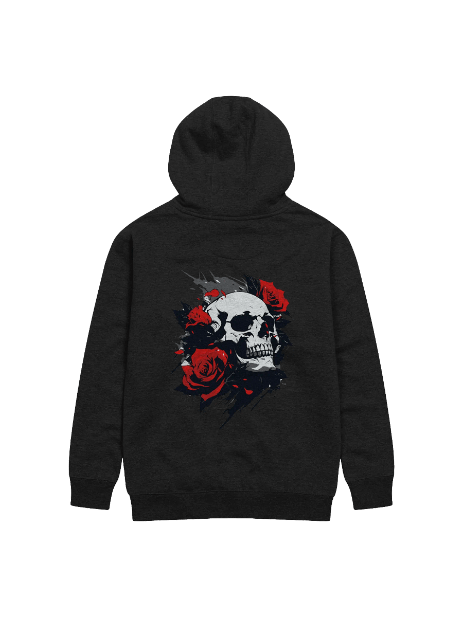 Rose-Adorned Skull Back Printed Hoodie product image (2)