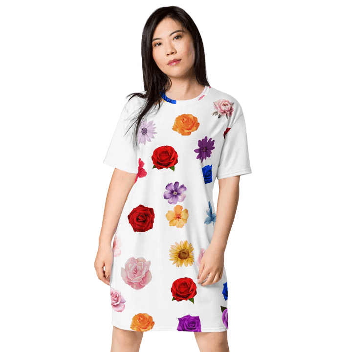 Colorful Rose Flowers T Shirt Dress product image (1)
