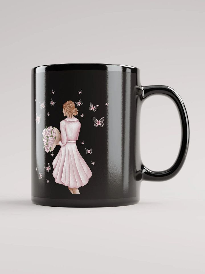 Woman Surrounded By Butterflies Black Mug product image (2)