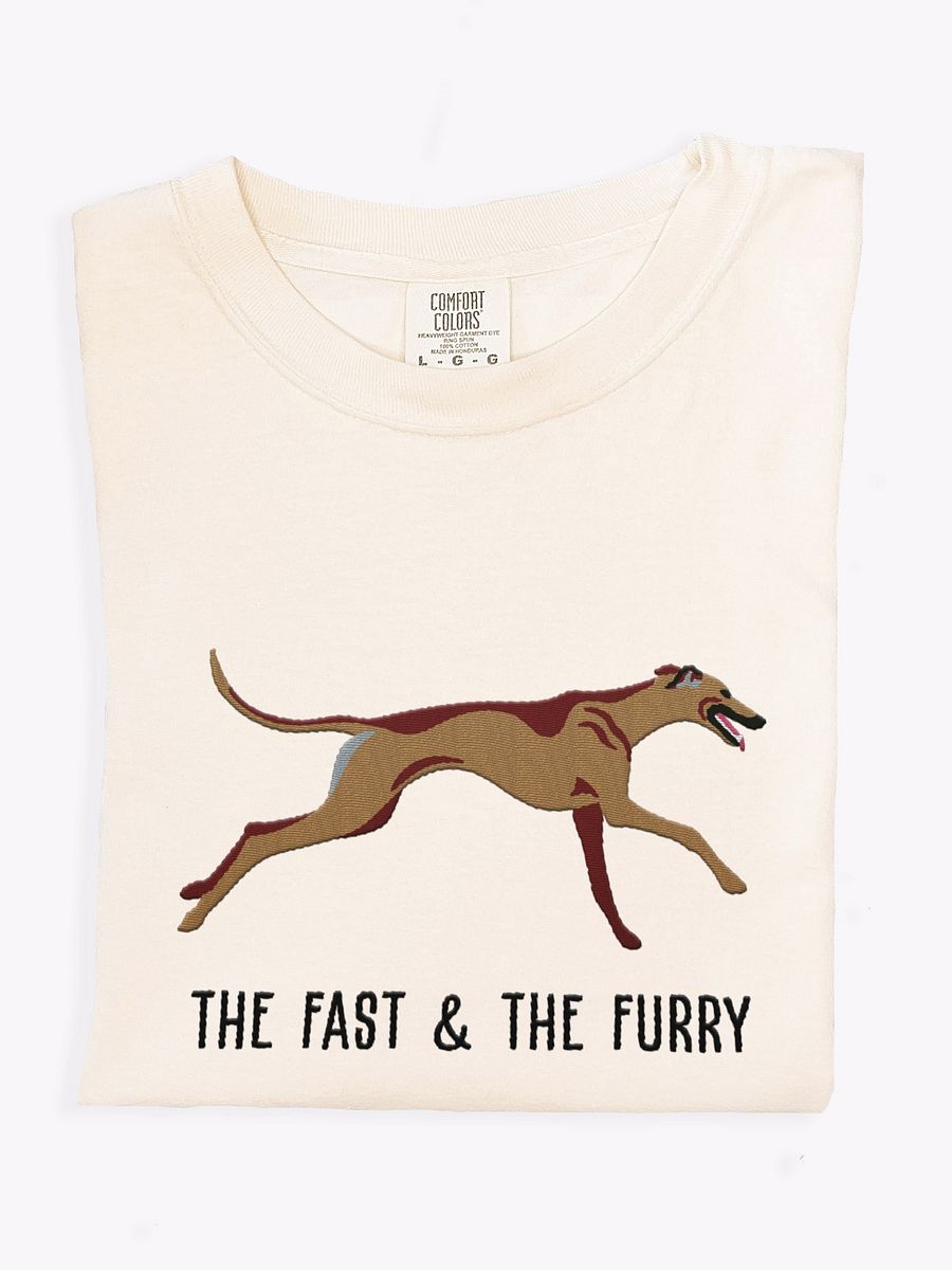 The Fast & The Furry T-Shirt(Embroidered) of a Greyhound product image (1)
