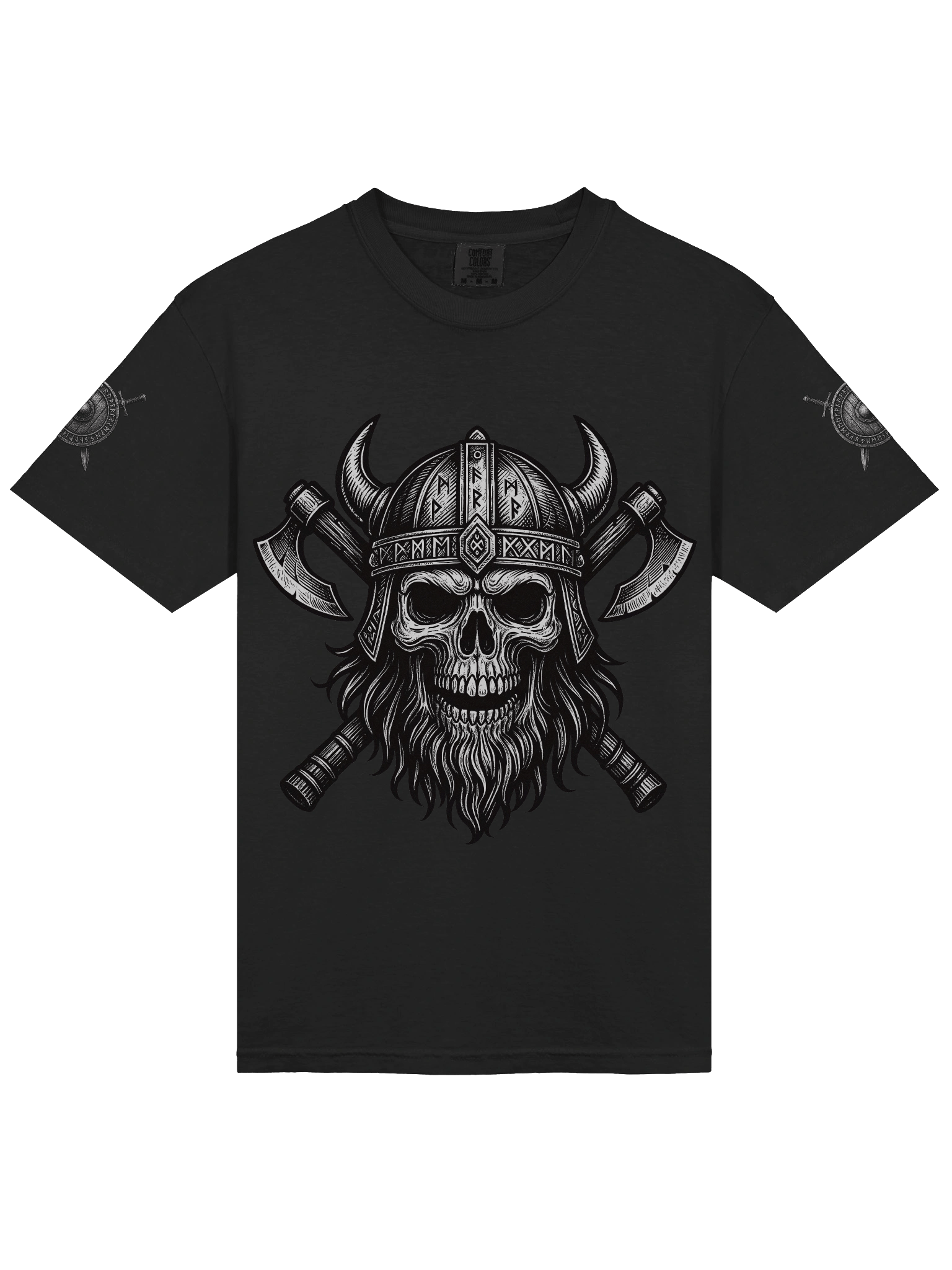 Comfort Colors Garment-Dyed Heavyweight T-Shirt - Norse Skull Front with Shield Sleeve Design product image (35)