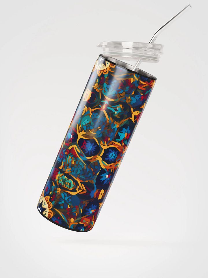 Colorful Pattern, Rich, Deep, Blues, Reds Yellows, and Oranges Skinny Tumbler with Straw, 20oz product image (3)