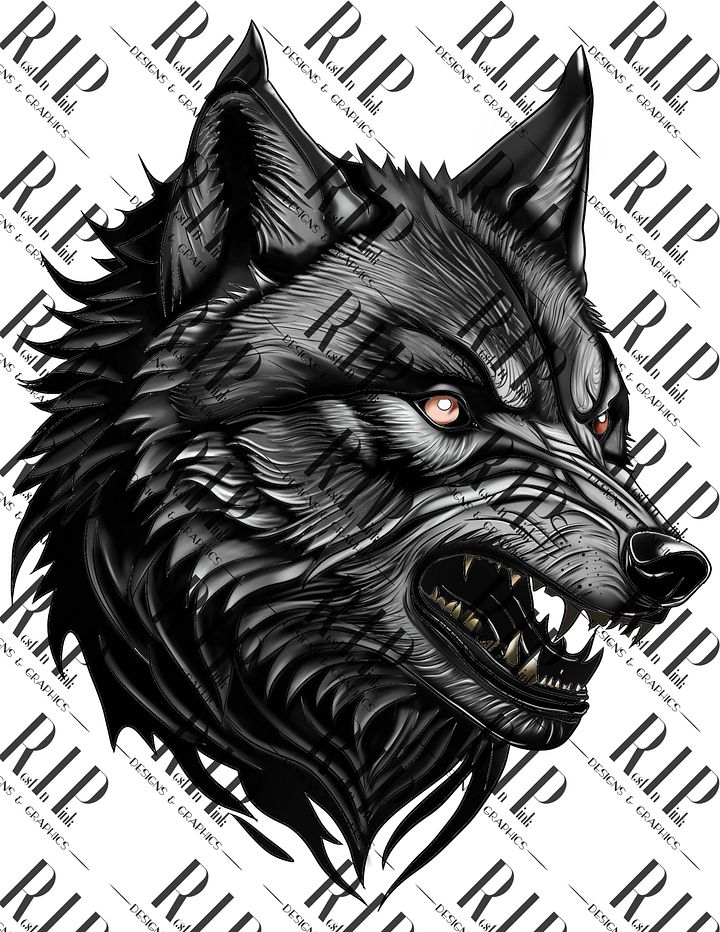 Wild Torment - Wolf Digital Download PNG - Full Color & Outline version product image (2)