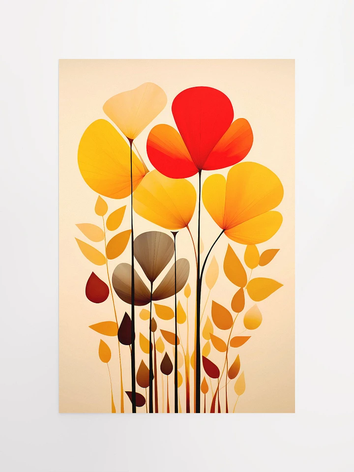 Spring Summer Garden Flowers in Yellow Orange Red Beige Background Minimalist Art Style Matte Poster product image (2)