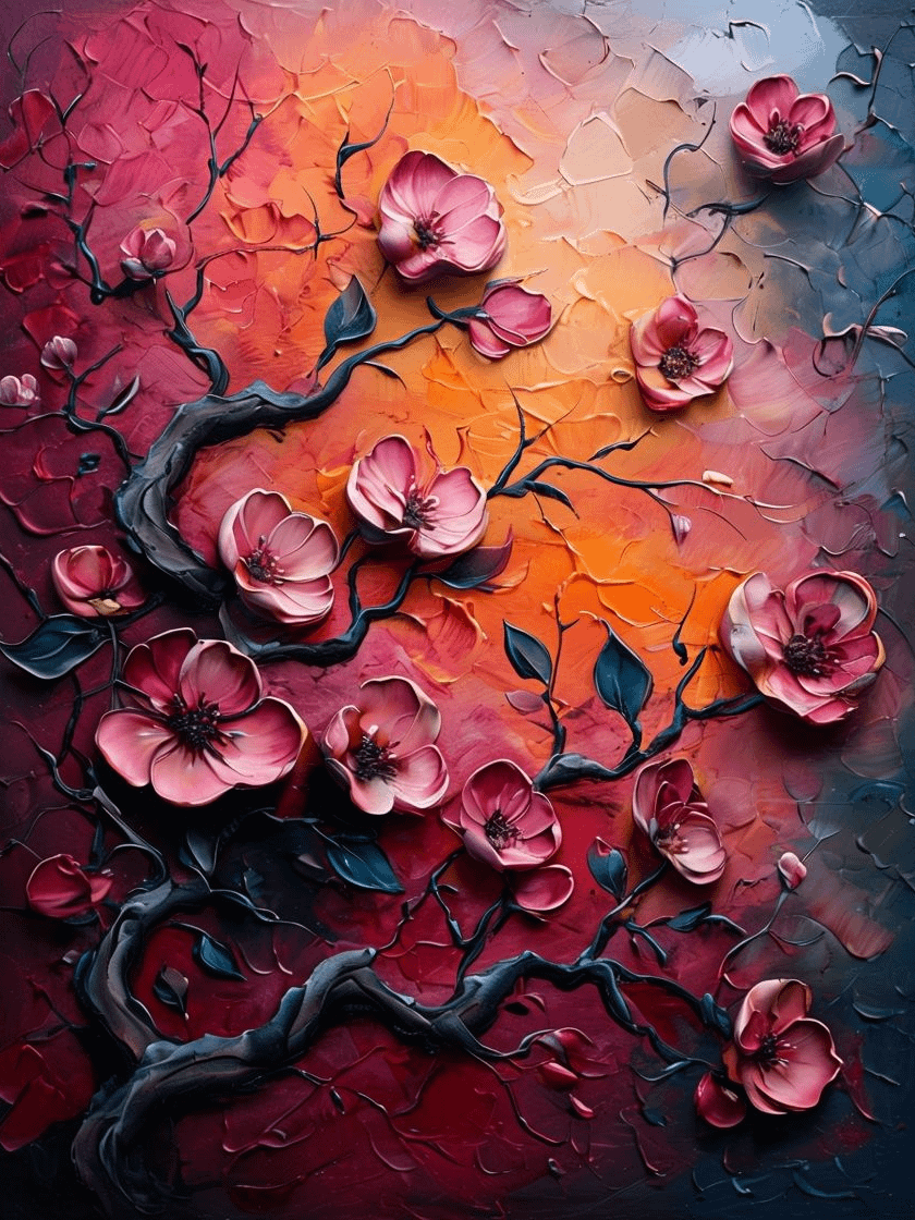 Impasto Blossoms Framed Poster product image (1)