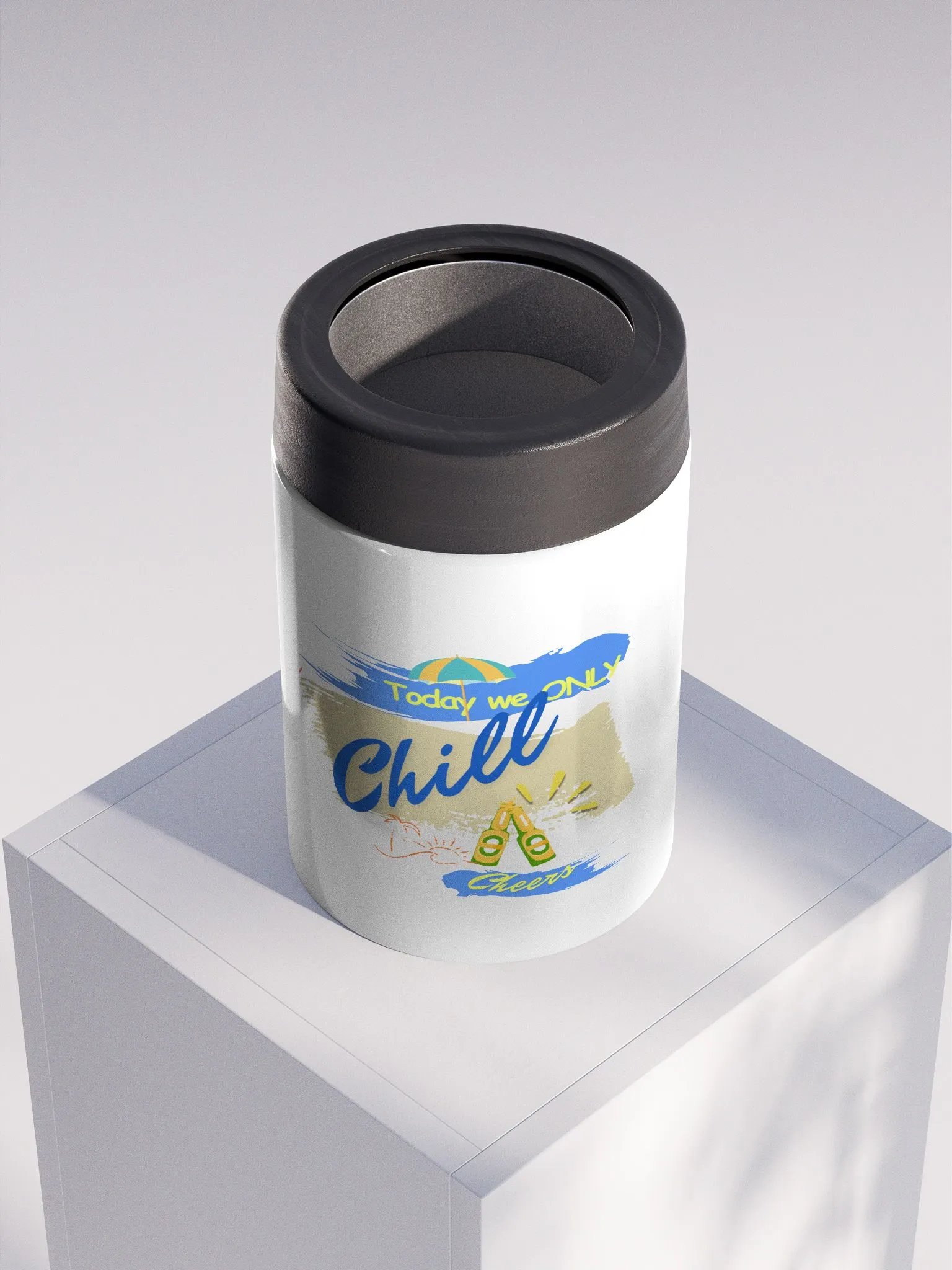 Double walled Stainless steel Koozie for your summer parties.   ‘Today  we only  chill ‘design. product image (4)