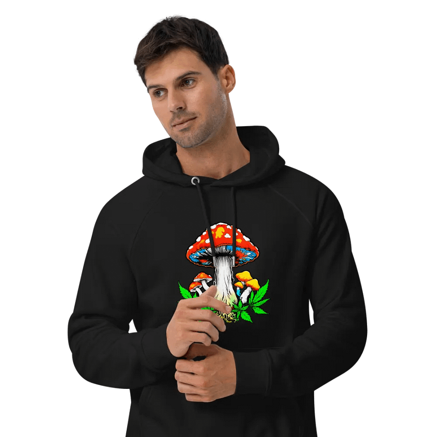 [Groovy Shrooms 2] Unisex Eco Raglan Hoodie product image (15)